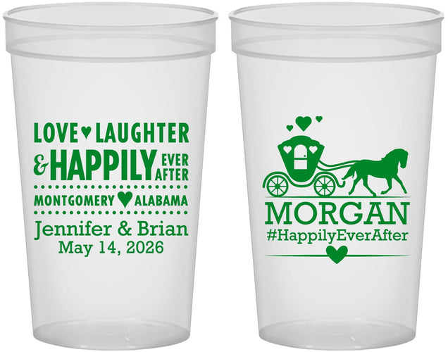 Custom Wedding 22 oz Translucent Cups - Happily Ever After | 452