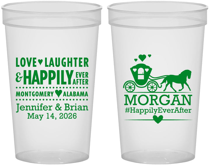 Custom Wedding 22 oz Translucent Cups - Happily Ever After | 452