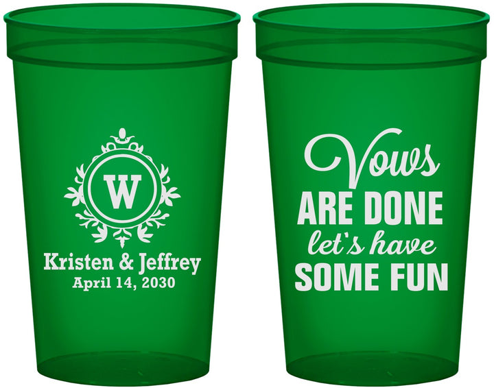 Custom Wedding 22 oz Translucent Cups - Monogrammed | 462