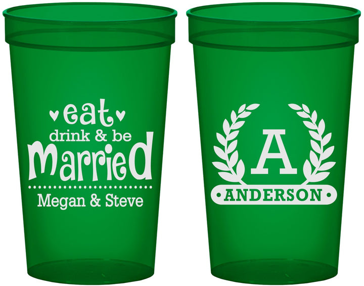 Custom Wedding 22 oz Translucent Cups - Monogram | 464