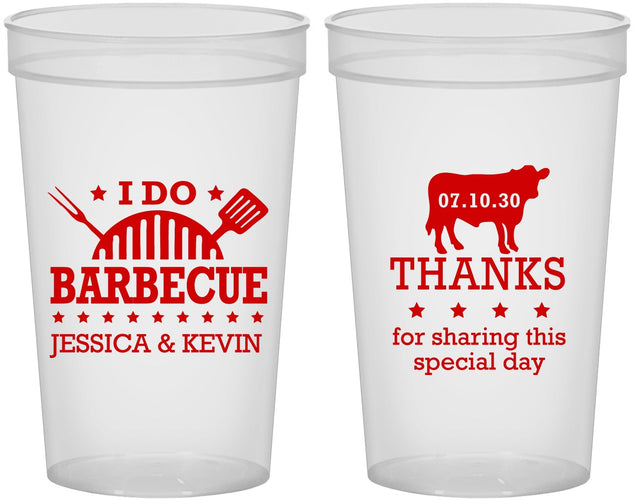 Custom Wedding 22 oz Translucent Cups - I Do Barbecue Bbq | 468