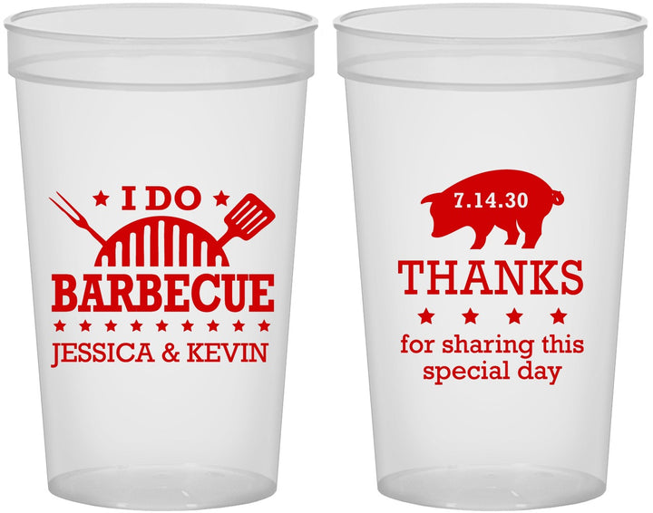 Custom Wedding 22 oz Translucent Cups - I Do Barbecue Bbq | 470