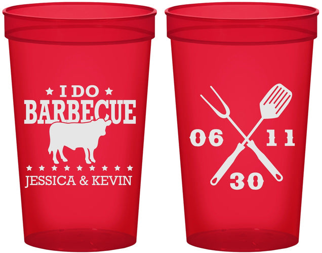 Custom Wedding 22 oz Translucent Cups - I Do Barbecue Bbq | 471