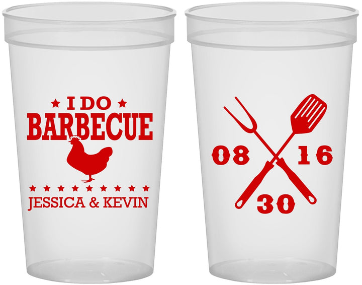 Custom Wedding 22 oz Translucent Cups - I Do Barbecue Bbq | 472