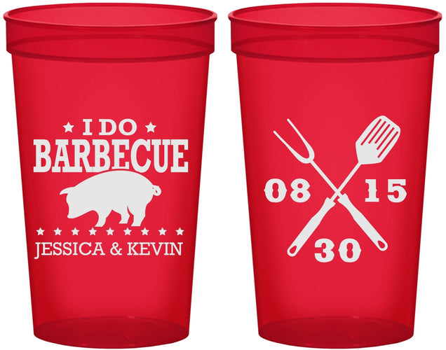 Custom Wedding 22 oz Translucent Cups - I Do Barbecue Bbq | 473