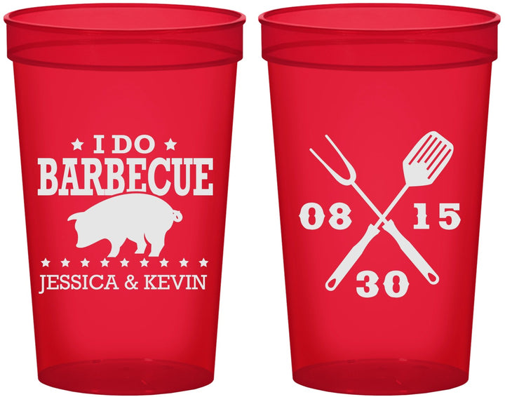 Custom Wedding 22 oz Translucent Cups - I Do Barbecue Bbq | 473