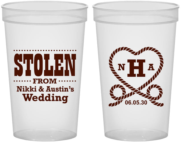 Custom Wedding 22 oz Translucent Cups - Stolen Monogram | 474