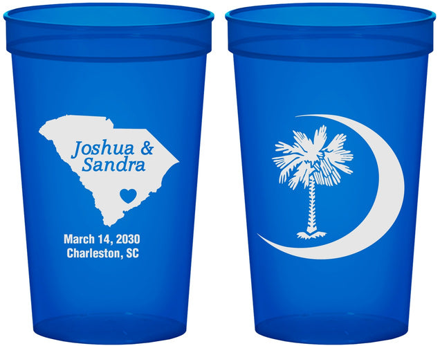 Custom Wedding 22 oz Translucent Cups - Palmetto Tree | 475