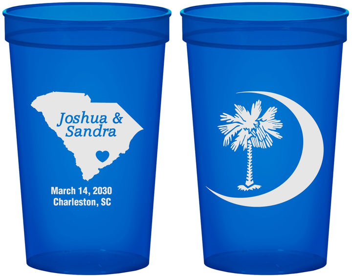 Custom Wedding 22 oz Translucent Cups - Palmetto Tree | 475