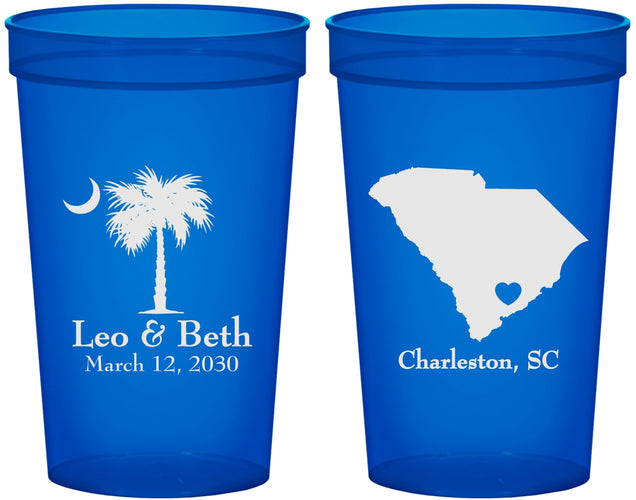 Custom Wedding 22 oz Translucent Cups - Palmetto Tree | 476