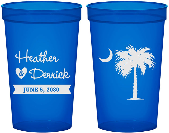 Custom Wedding 22 oz Translucent Cups - Palmetto Tree | 477