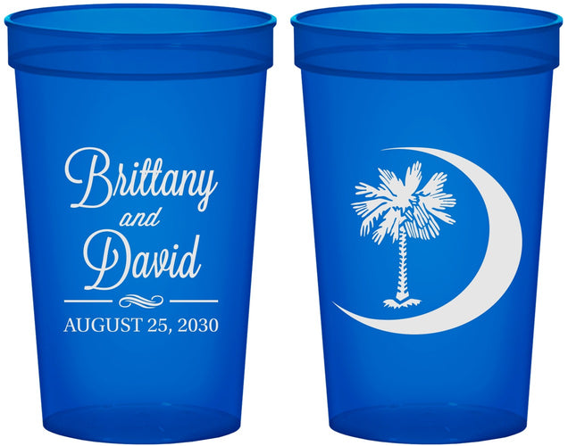 Custom Wedding 22 oz Translucent Cups - Palmetto Tree | 478