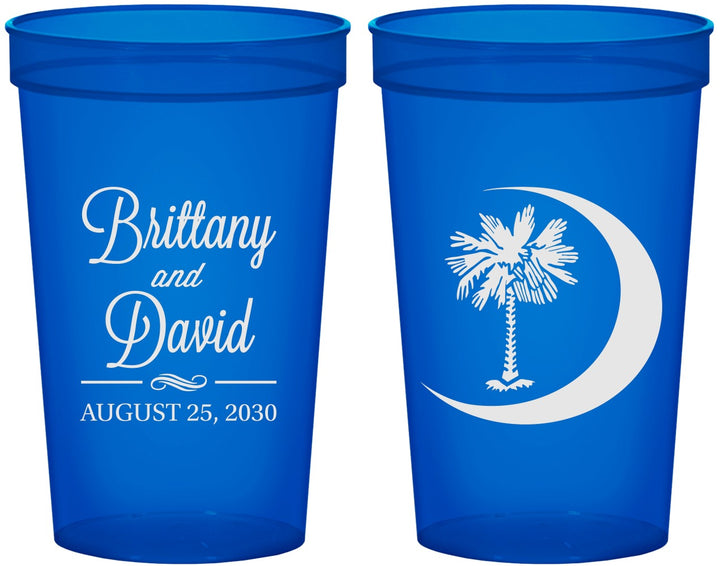 Custom Wedding 22 oz Translucent Cups - Palmetto Tree | 478