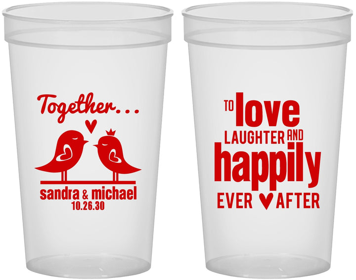 Custom Wedding 22 oz Translucent Cups - Happily Ever After | 480