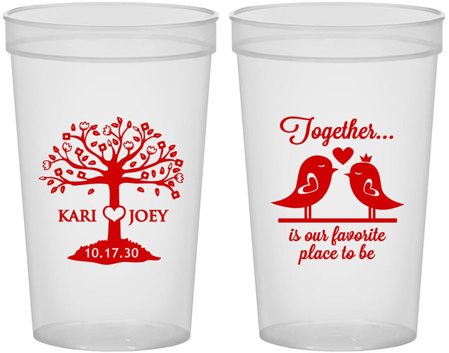 Custom Wedding 22 oz Translucent Cups - Love Birds | 481