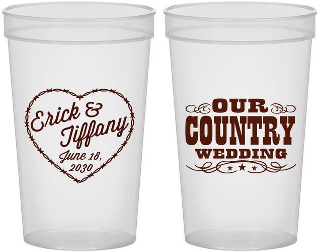 Custom Wedding 22 oz Translucent Cups - Country Wedding | 484