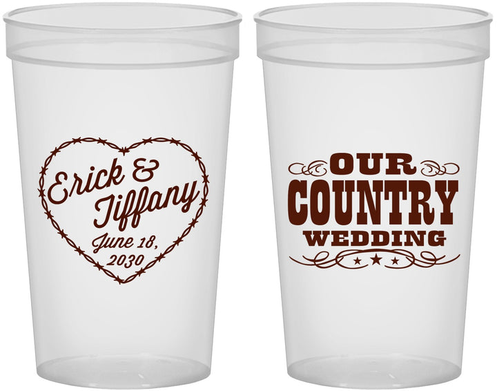 Custom Wedding 22 oz Translucent Cups - Country Wedding | 484