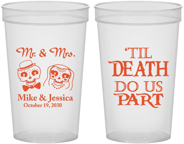 Custom Wedding 22 oz Translucent Cups - Til Death Do Us Part | 487