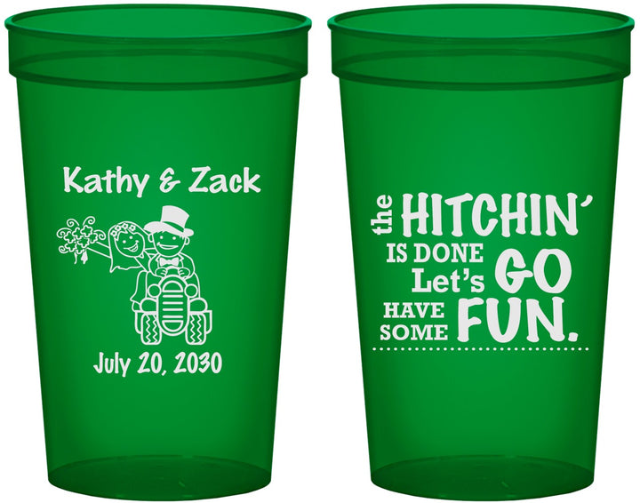 Custom Wedding 22 oz Translucent Cups - Tractor Hitchin | 489