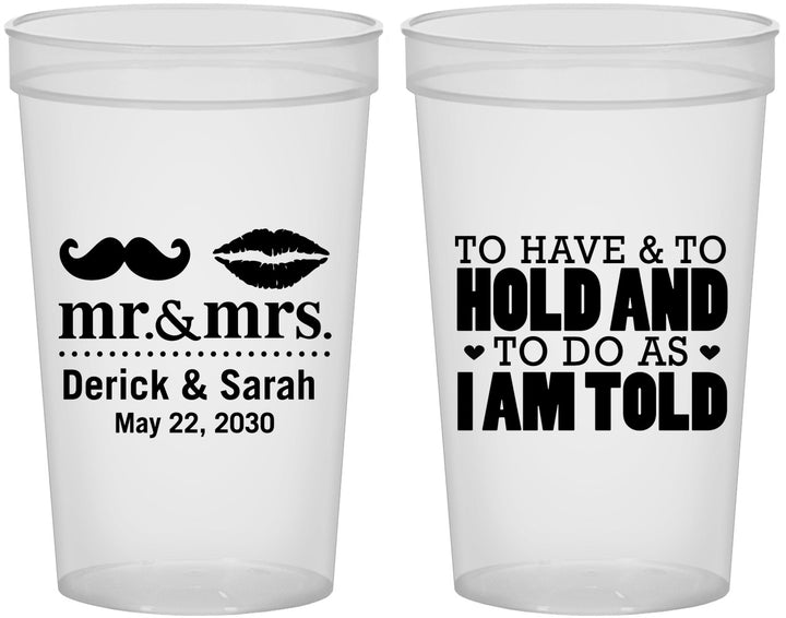 Custom Wedding 22 oz Translucent Cups - To Have And To Hold | 491