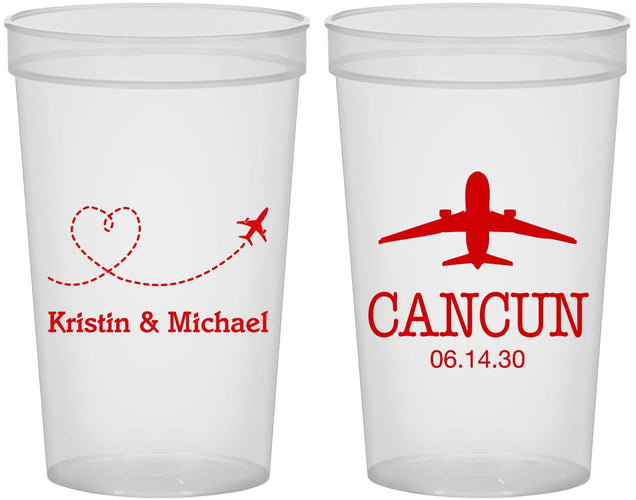 Custom Wedding 22 oz Translucent Cups - Destination | 492