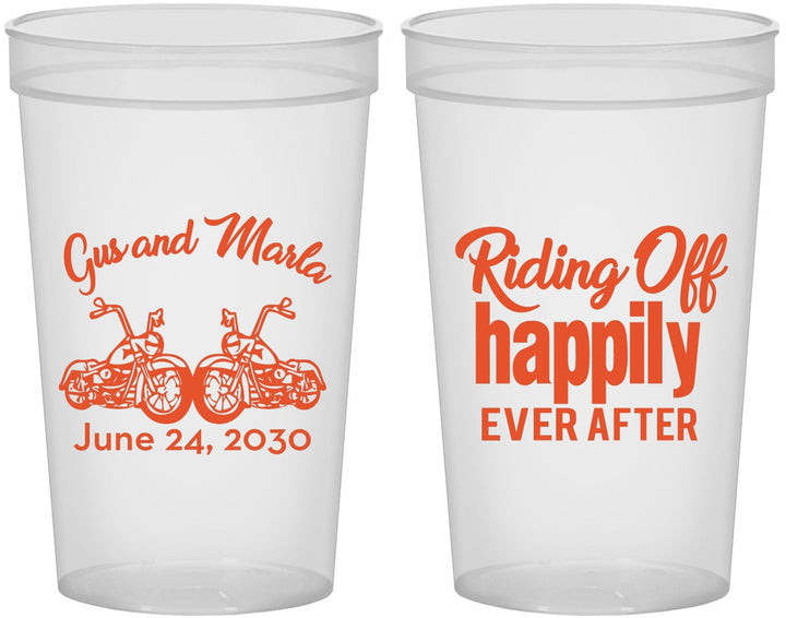 Custom Wedding 22 oz Translucent Cups - Motorcycle | 493