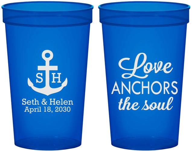 Custom Wedding 22 oz Translucent Cups - Love Anchors The Soul | 494