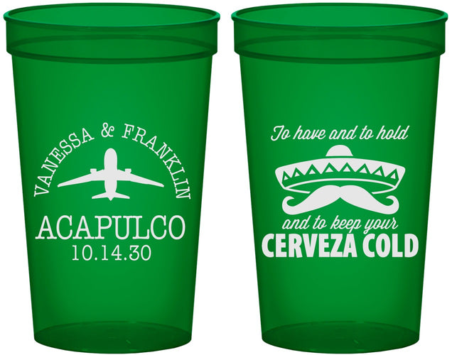Custom Wedding 22 oz Translucent Cups - Destination | 496