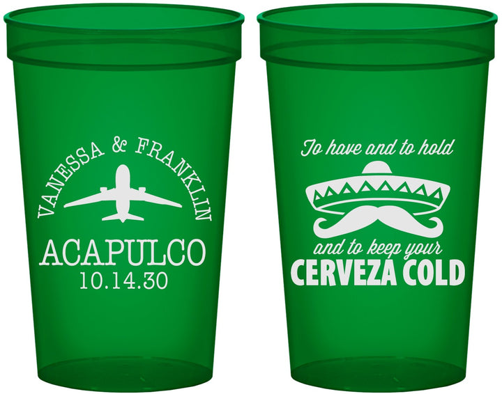 Custom Wedding 22 oz Translucent Cups - Destination | 496
