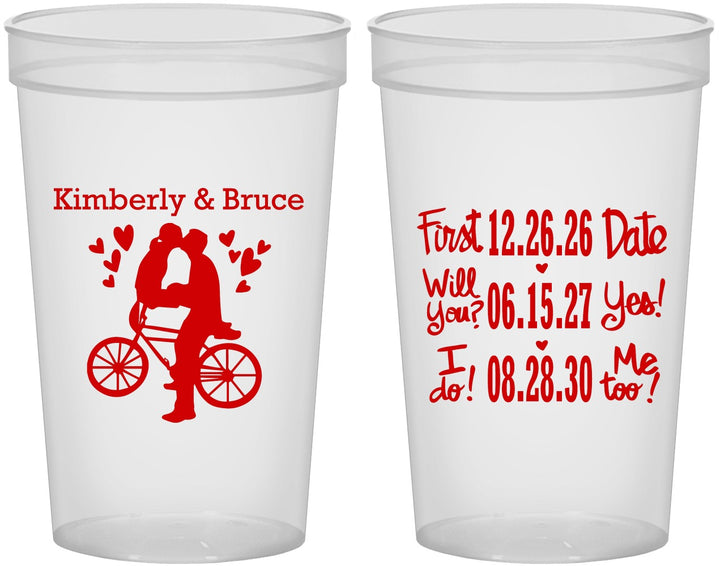 Custom Wedding 22 oz Translucent Cups - First Date Will You I Do | 497