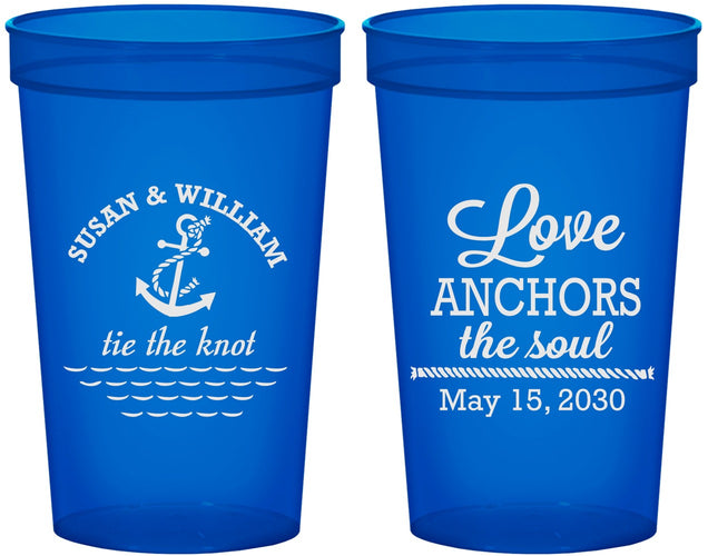 Custom Wedding 22 oz Translucent Cups - Love Anchors The Soul | 498