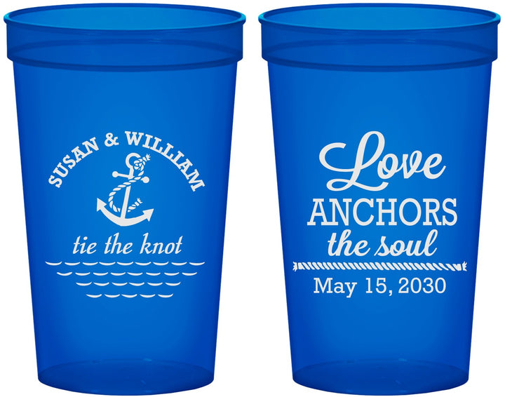 Custom Wedding 22 oz Translucent Cups - Love Anchors The Soul | 498