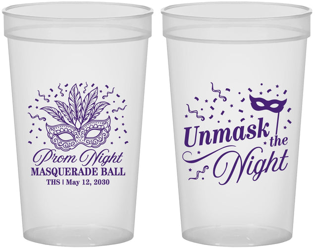 Custom Prom 22 oz Translucent Cups - Masquerade Ball | 50011