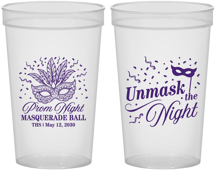 Custom Prom 22 oz Translucent Cups - Masquerade Ball | 50011