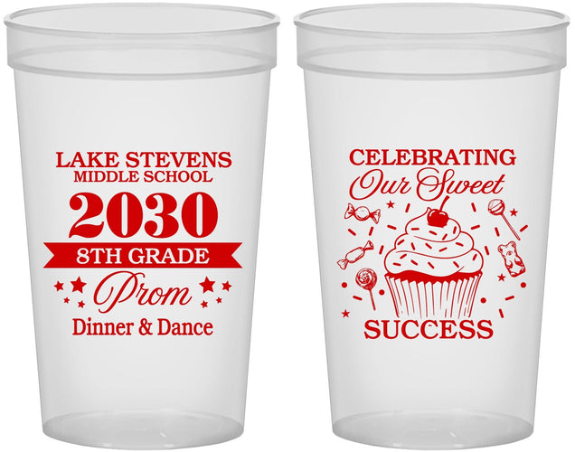 Custom Prom 22 oz Translucent Cups - 8th Grade Dance | 50013