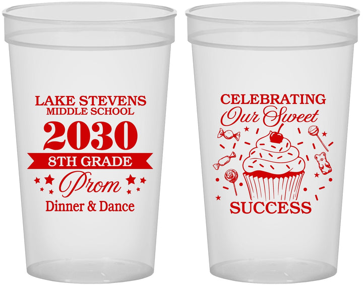 Custom Prom 22 oz Translucent Cups - 8th Grade Dance | 50013