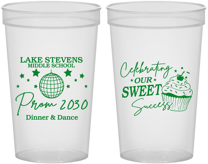 Custom Prom 22 oz Translucent Cups - Middle School Dance | 50014