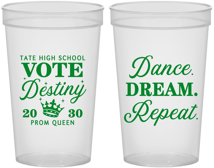 Custom Prom 22 oz Translucent Cups - Queen Vote | 50016