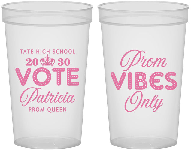 Custom Prom 22 oz Translucent Cups - Queen Vote | 50017