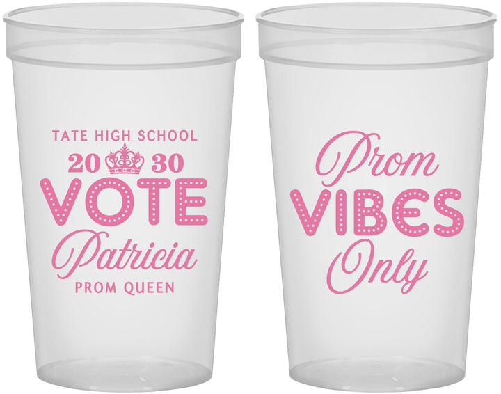 Custom Prom 22 oz Translucent Cups - Queen Vote | 50017