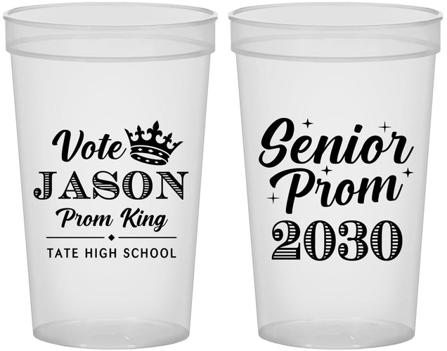 Custom Prom 22 oz Translucent Cups - King Vote | 50019