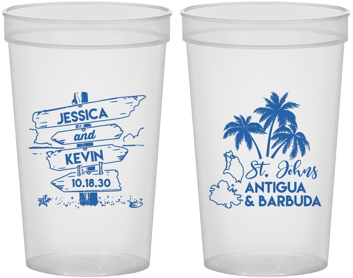 Custom Wedding 22 oz Translucent Cups - Antigua And Barbuda | 503