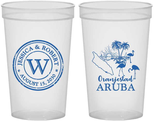 Custom Wedding 22 oz Translucent Cups - Aruba | 505