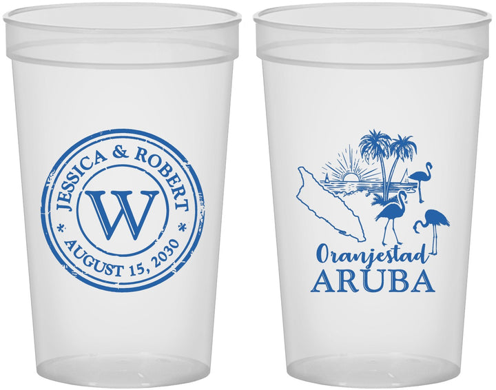 Custom Wedding 22 oz Translucent Cups - Aruba | 505