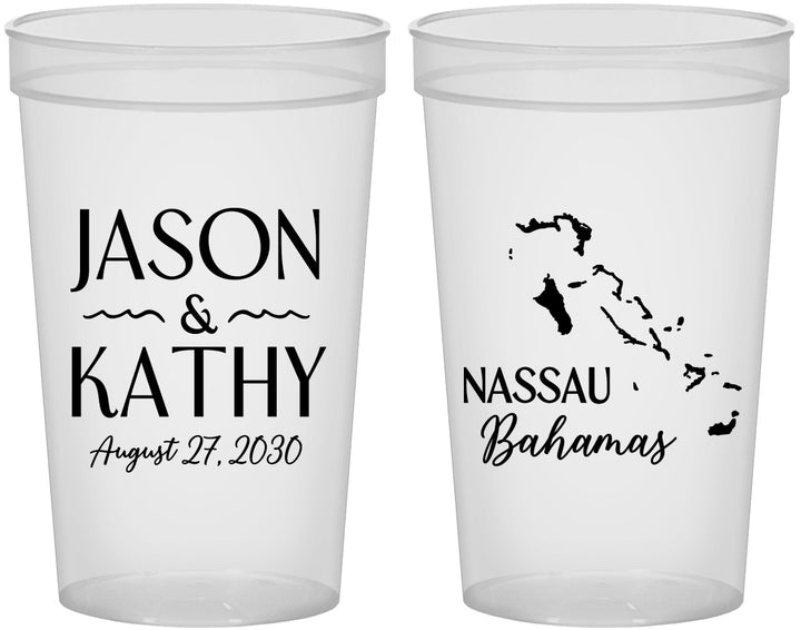 Custom Wedding 22 oz Translucent Cups - Bahamas | 506