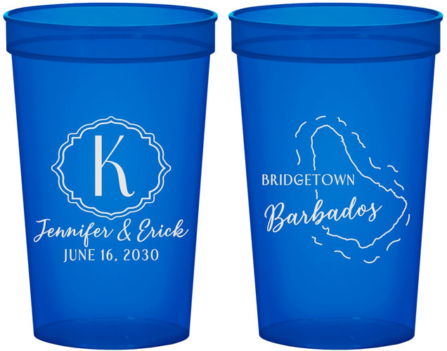 Custom Wedding 22 oz Translucent Cups - Barbados | 508