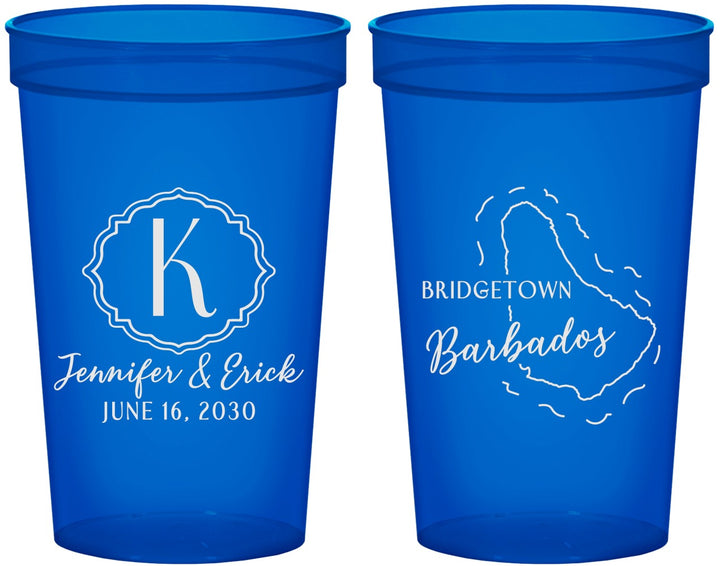 Custom Wedding 22 oz Translucent Cups - Barbados | 508