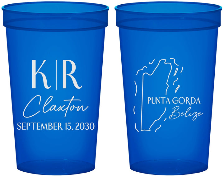 Custom Wedding 22 oz Translucent Cups - Belize | 510