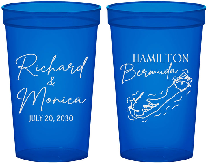 Custom Wedding 22 oz Translucent Cups - Bermuda | 512