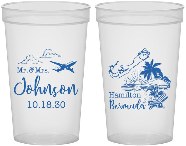 Custom Wedding 22 oz Translucent Cups - Bermuda | 513